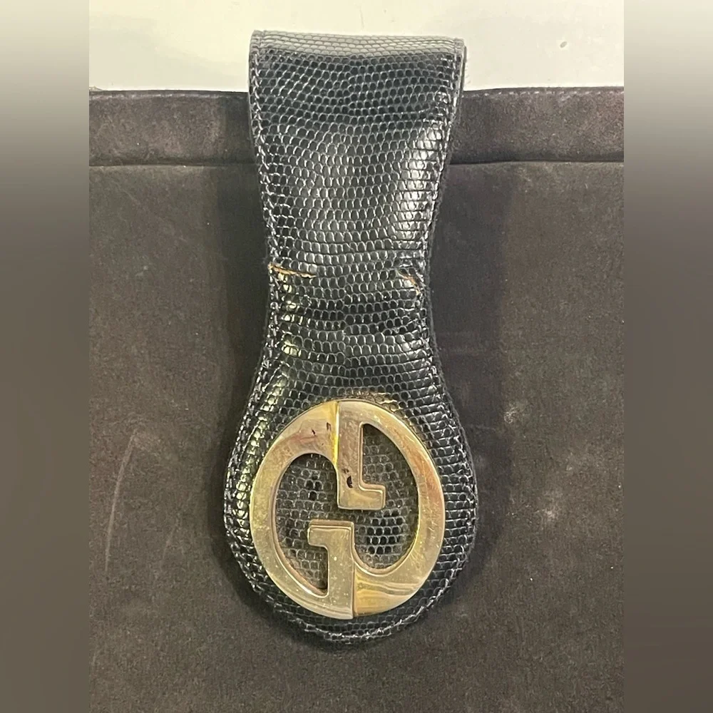 Vintage Gucci Blondie 1970’s Black Suede Leather Shoulder Bag GG Logo - Picture 12 of 15